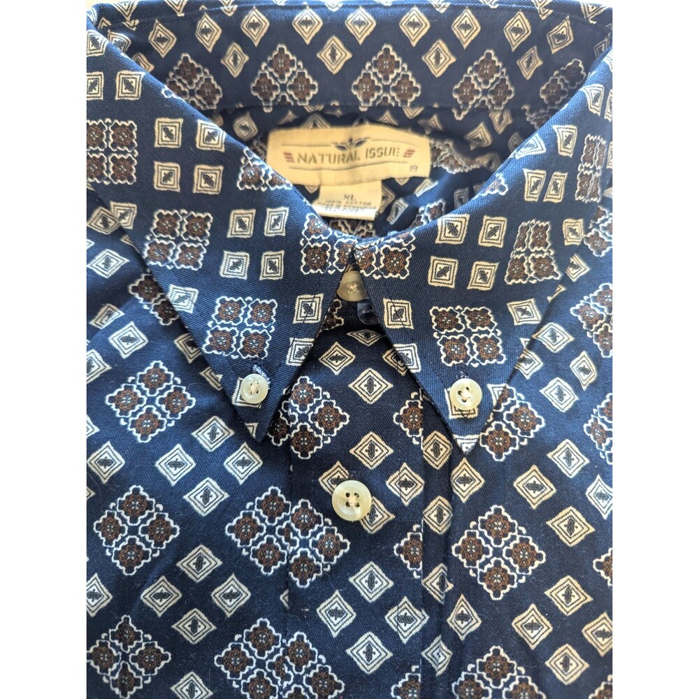 Natural Issue Long Sleeve Shirt Cotton Blue Pattern NWT Vintage
